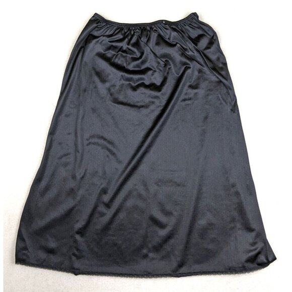 VINTAGE WOMEN'S BLACK MIDI SKIRT SLIP HALF SLIP - ADONNA - SIZE M - Picture 2 of 5
